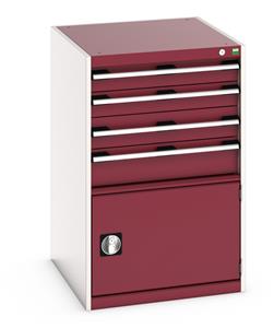 40027023.** Cabinet consists of 2 x 100mm, 1 x 125mm, 1 x 150mm high drawers and 1 x 400mm high door 100% extension drawer with internal dimensions of 525mm wide x...